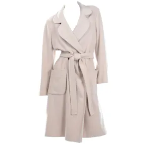 RESERVED // Vintage 100% Cashmere Cream Coat With Pockets and Sash Belt