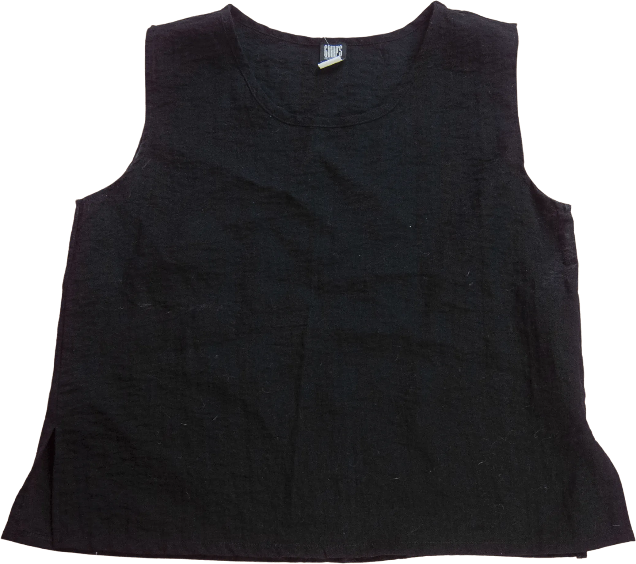 00's Textured Black Rayon Box Tank Top by Gump's