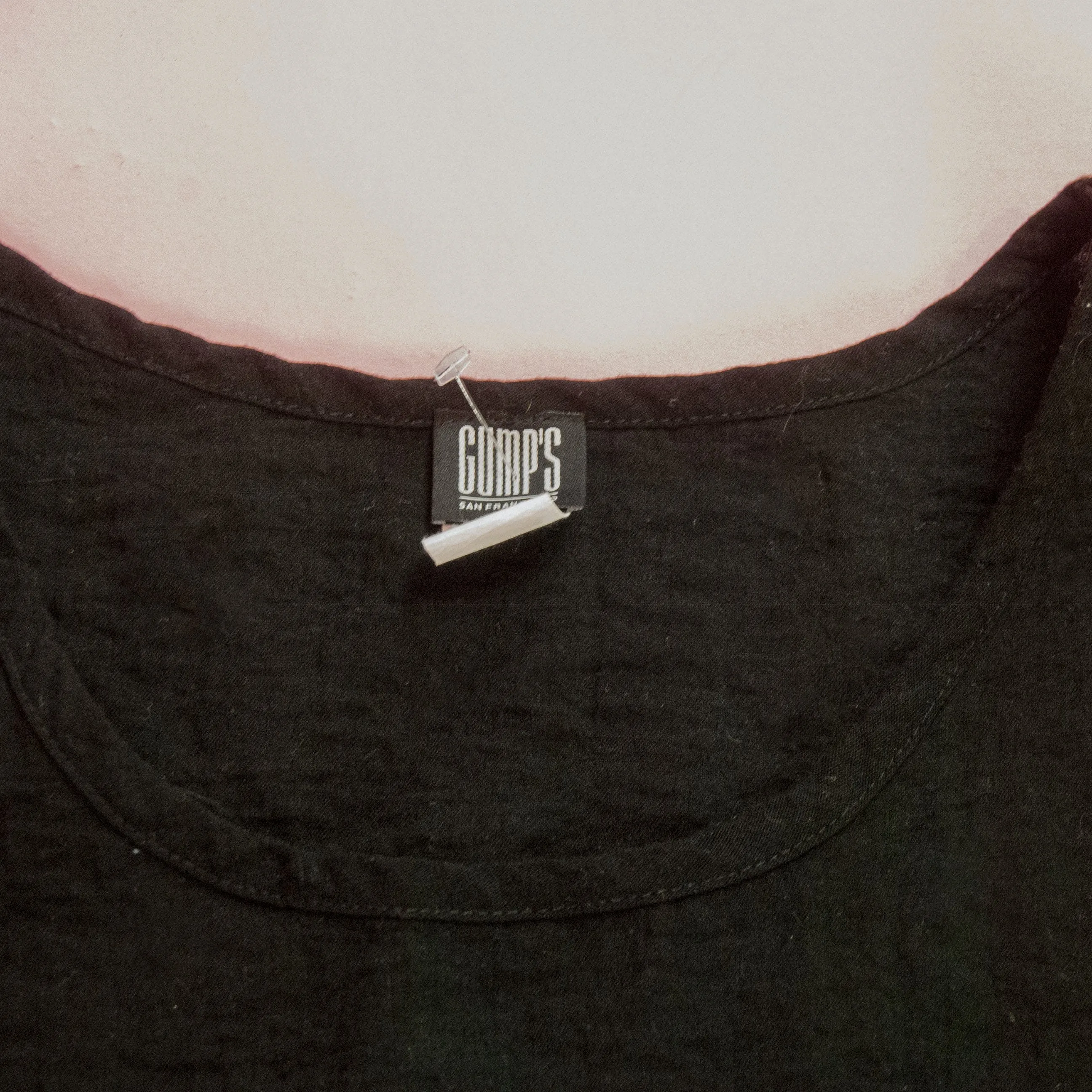 00's Textured Black Rayon Box Tank Top by Gump's