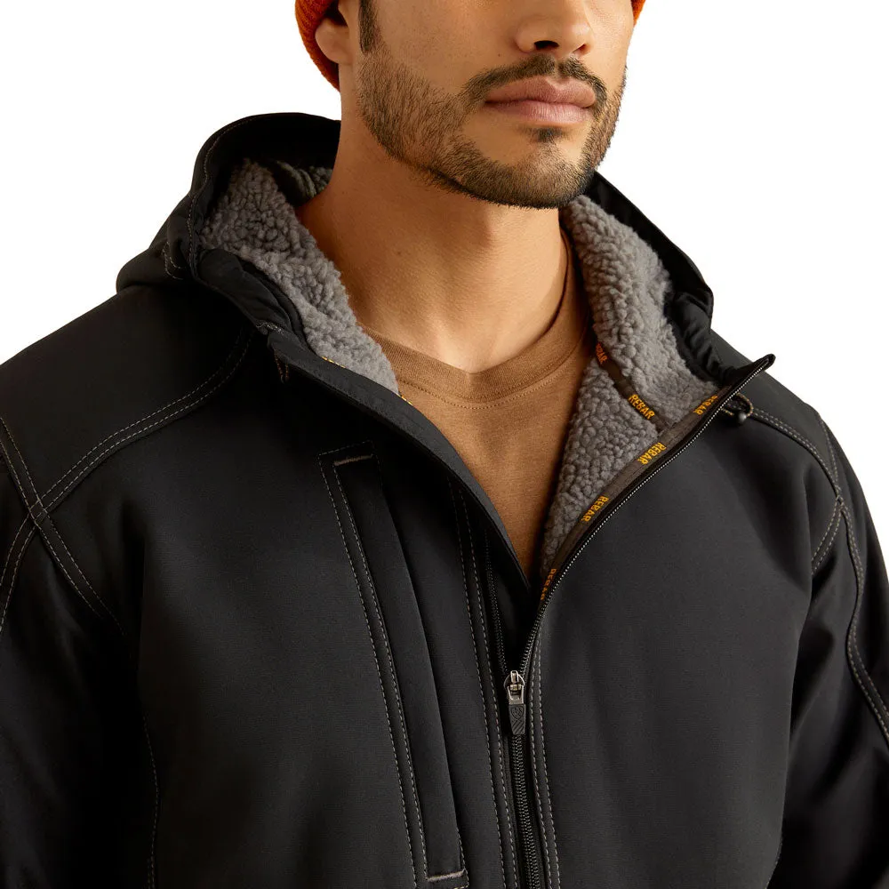 10052112 Ariat Men's Rebar Sherpa Stretch Canvas Softshell Jacket - Jet Black