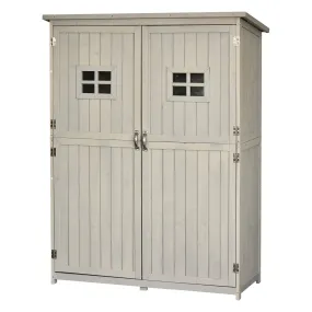 127.5L x 50W x 164H cm Wooden Garden Shed With Two Windows, Tool Storage Cabinet Grey