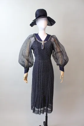 1930s BALLOON SLEEVES mesh dress small medium | new fall