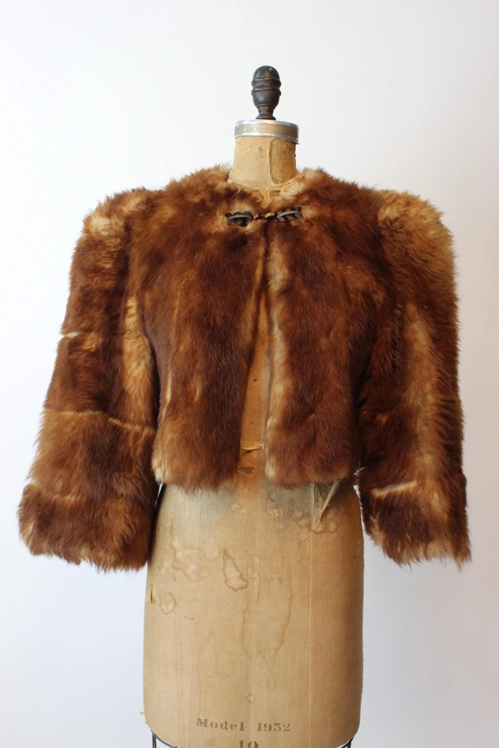 1940s HUGE SHOULDERS bell sleeves FUR jacket small medium | new fall winter