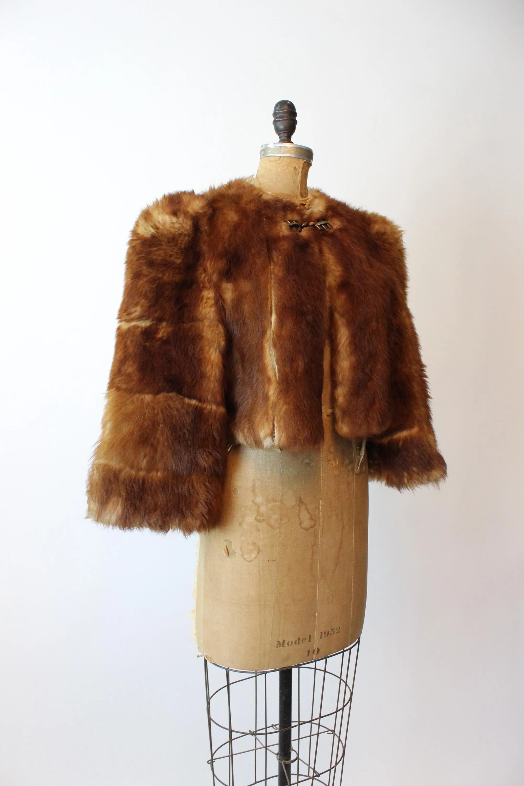 1940s HUGE SHOULDERS bell sleeves FUR jacket small medium | new fall winter