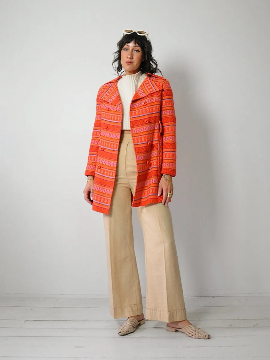 1960's Woven Stripe Peacoat