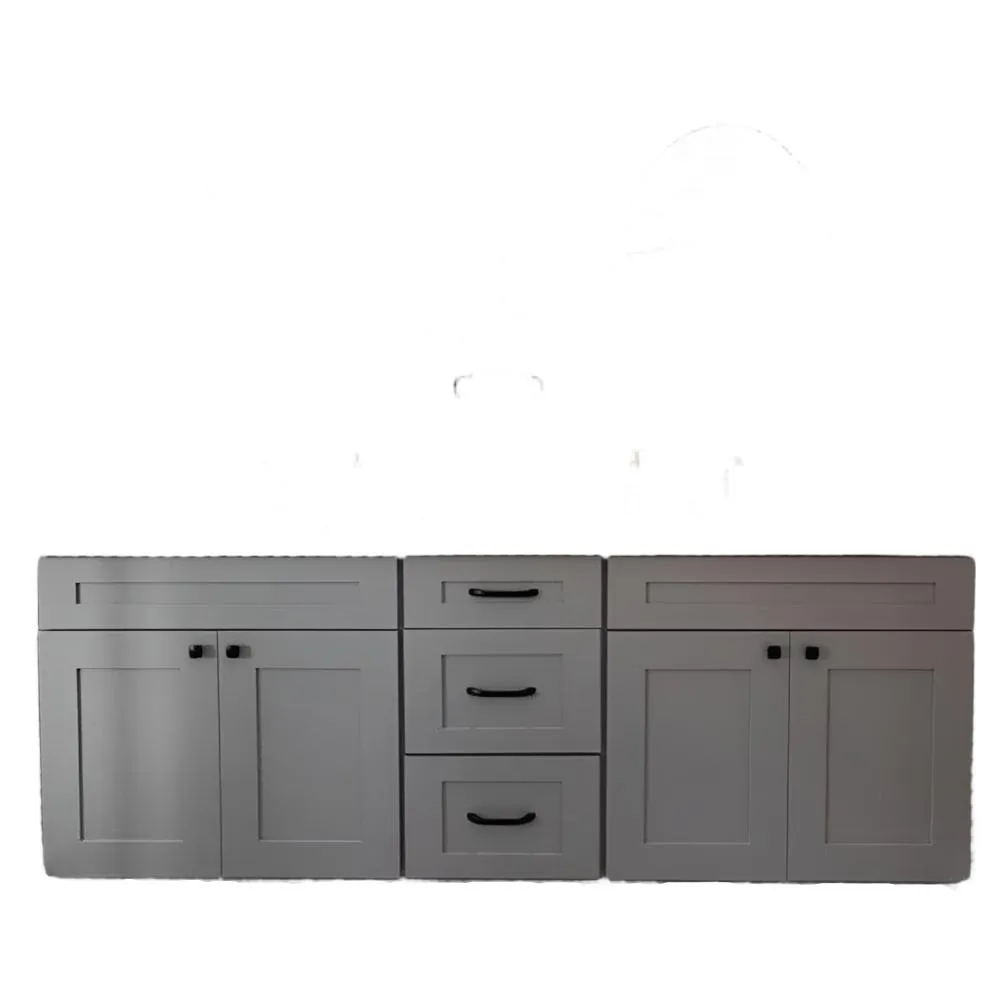 80 Inch Grey Shaker Double Sink Bathroom Vanity with Drawers