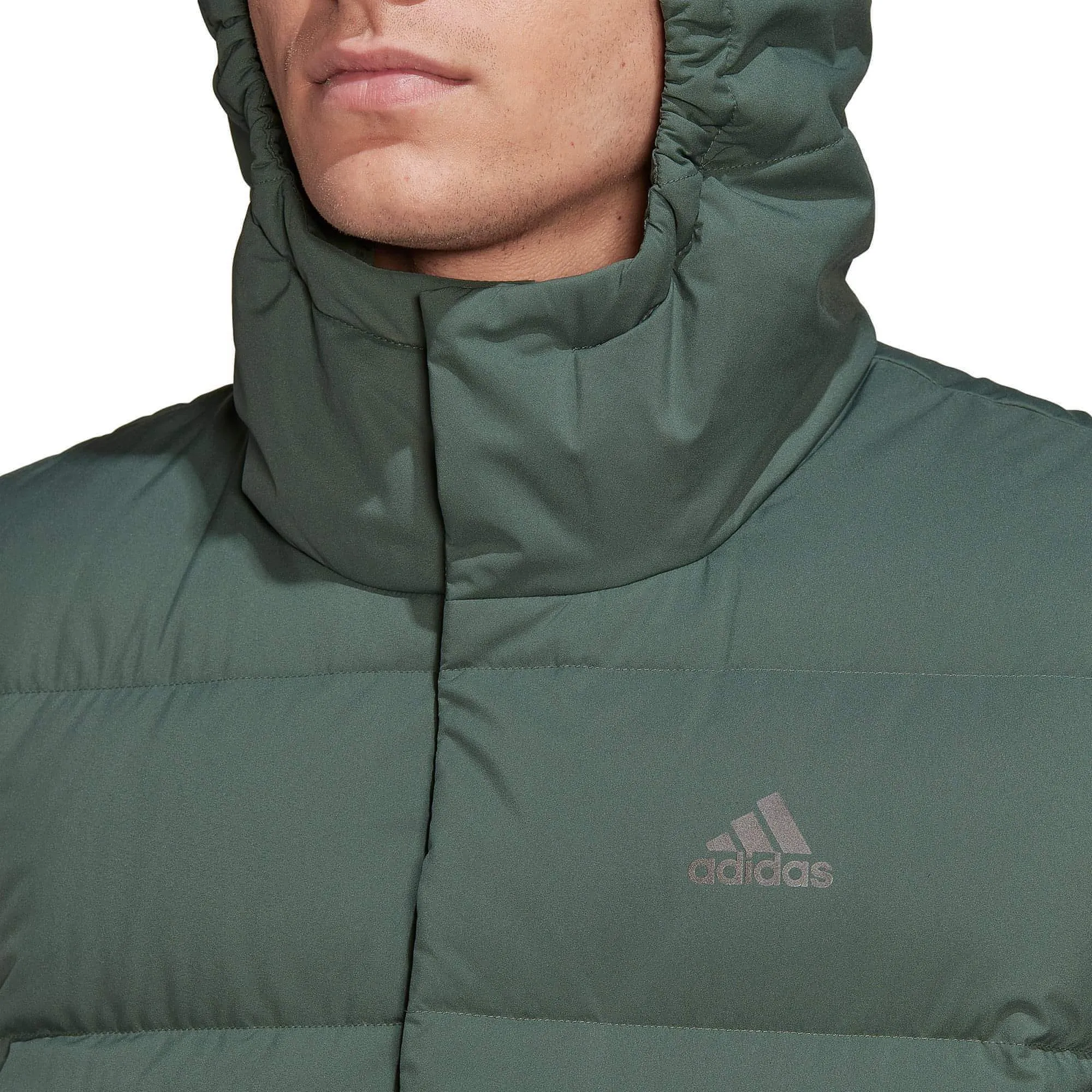 adidas Helionic Hooded Mens Down Gilet - Green