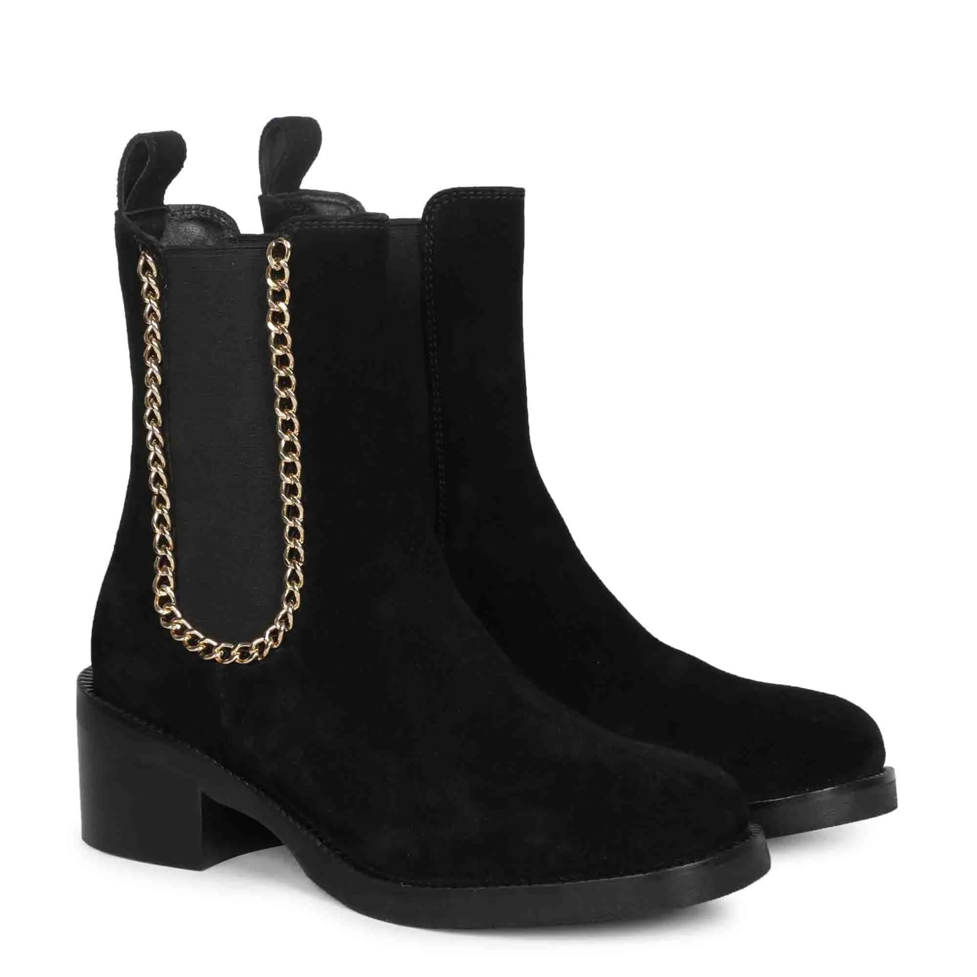 Alice Black Leather High Ankle Boots