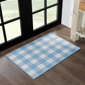 Annie Buffalo Check Blue Polyester Rug Rect 24x36