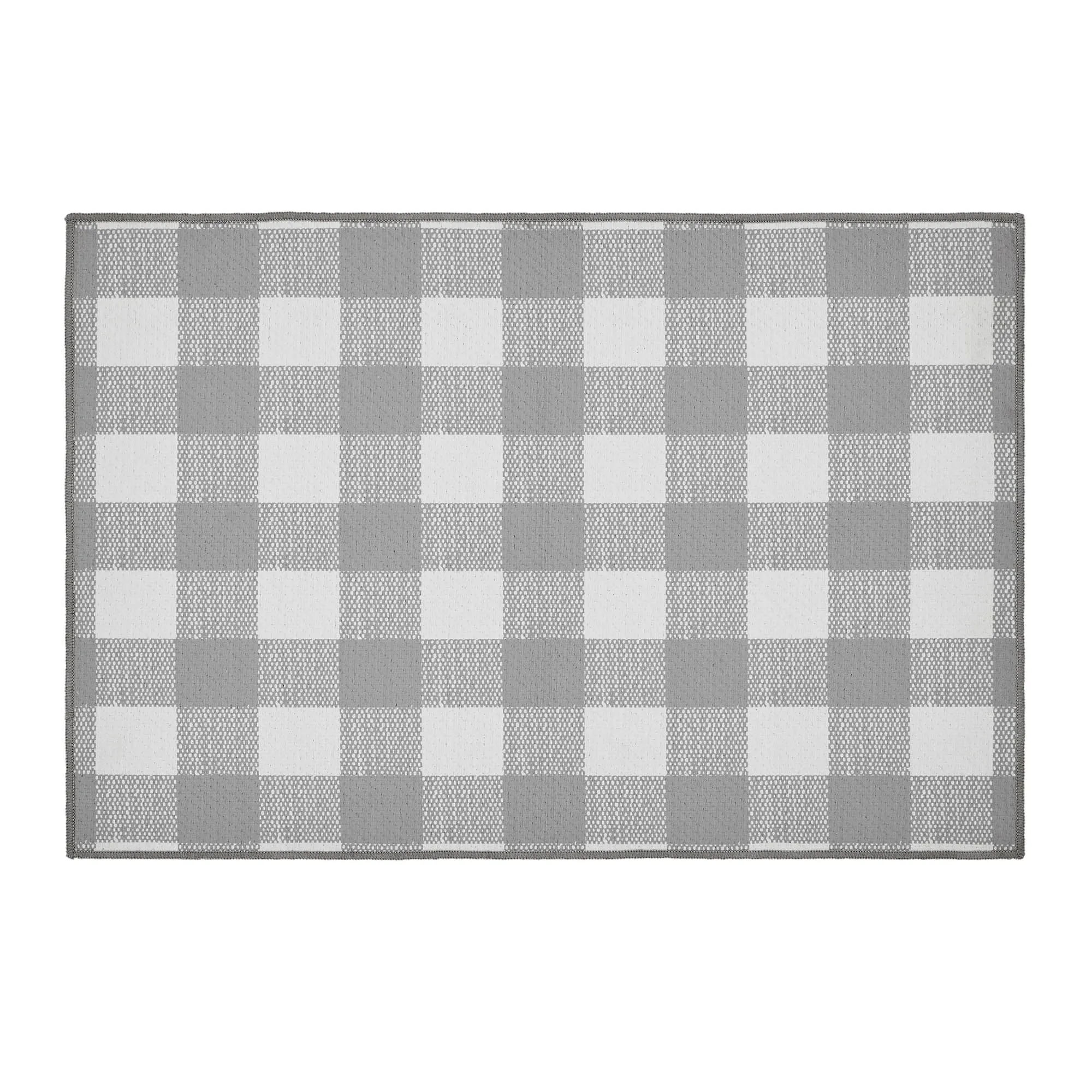 Annie Buffalo Check Grey Polyester Rug Rect 24x36