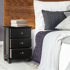 Artiss Bedside Table 3 Drawers Vintage - THYME Black