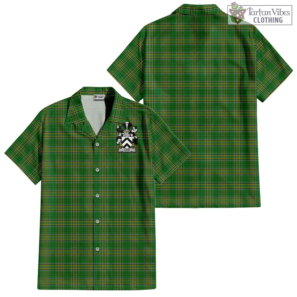 Ashe Irish Clan Tartan Short Sleeve Button Up with Coat of Arms