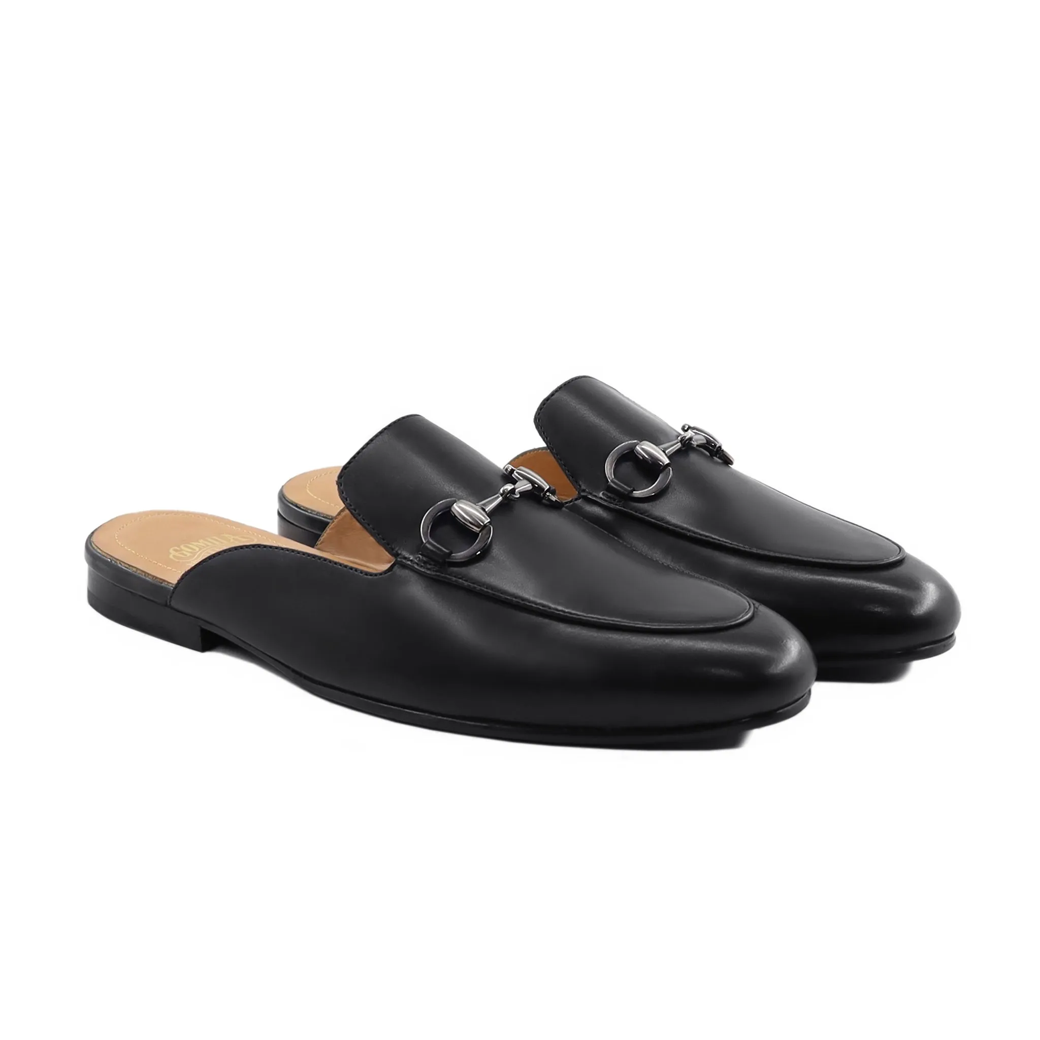 Audrey - Men's Black Calf Leather Slipper