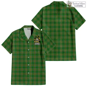 Ball Irish Clan Tartan Short Sleeve Button Up with Coat of Arms