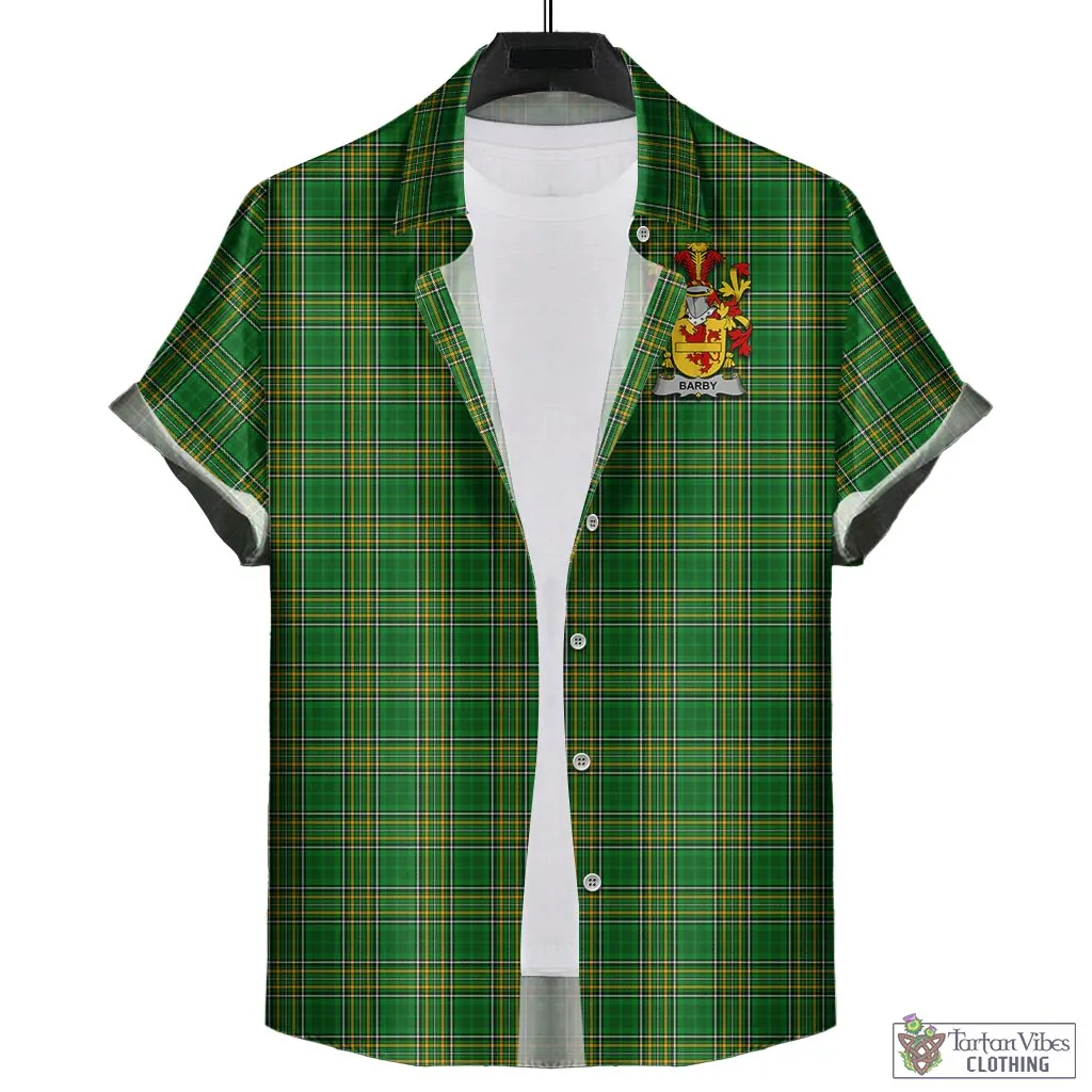 Barby Irish Clan Tartan Short Sleeve Button Up with Coat of Arms