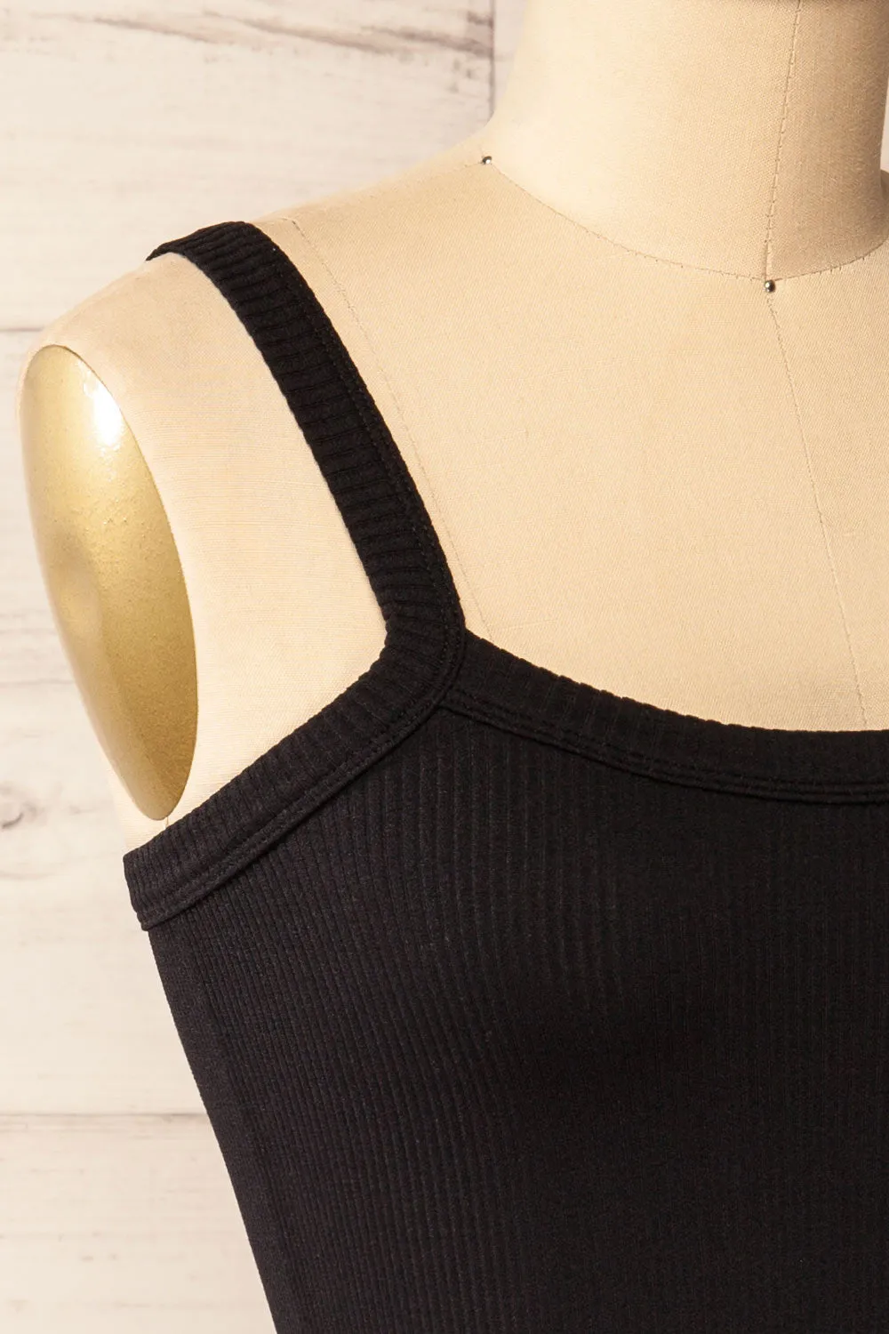 Bedarieu Black | Cropped Ribbed Cami