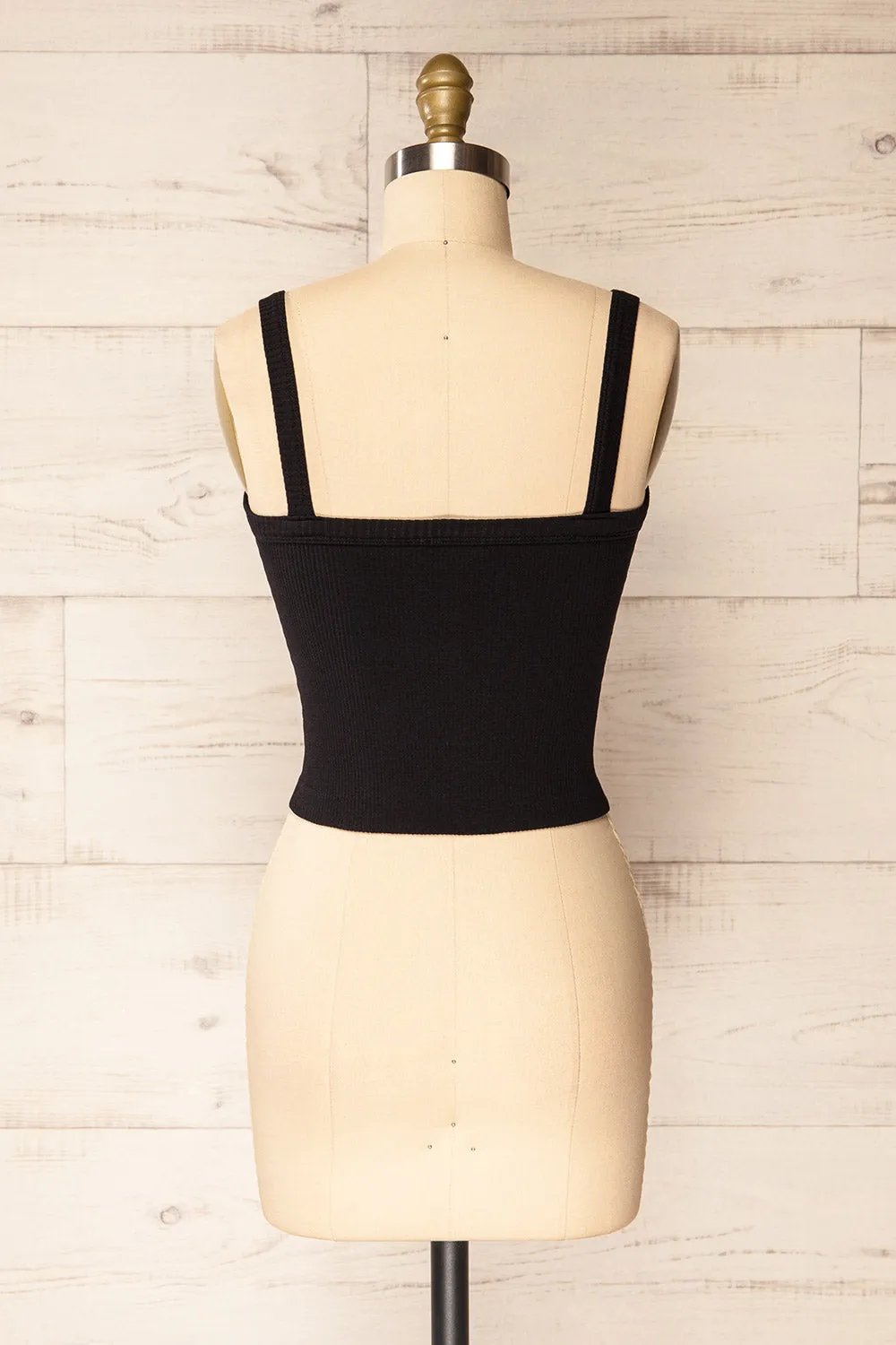 Bedarieu Black | Cropped Ribbed Cami