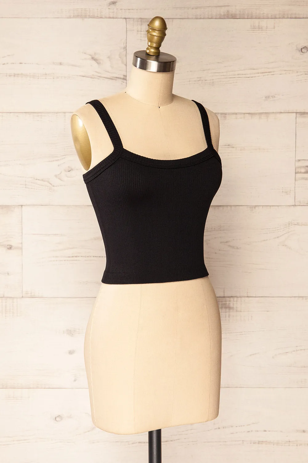 Bedarieu Black | Cropped Ribbed Cami