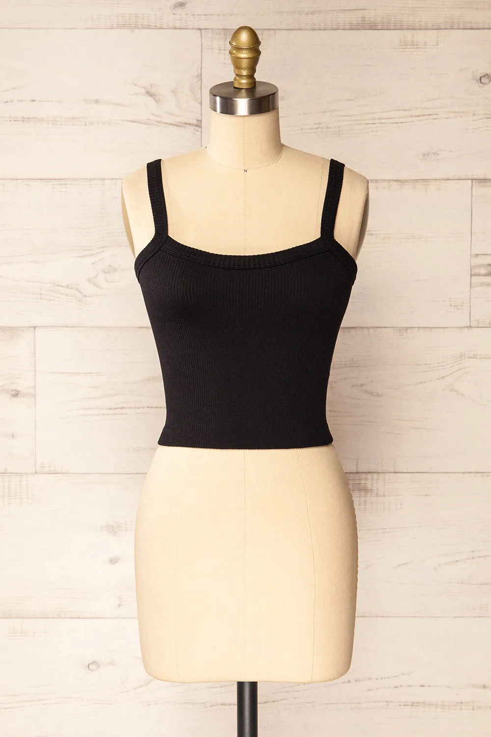 Bedarieu Black | Cropped Ribbed Cami