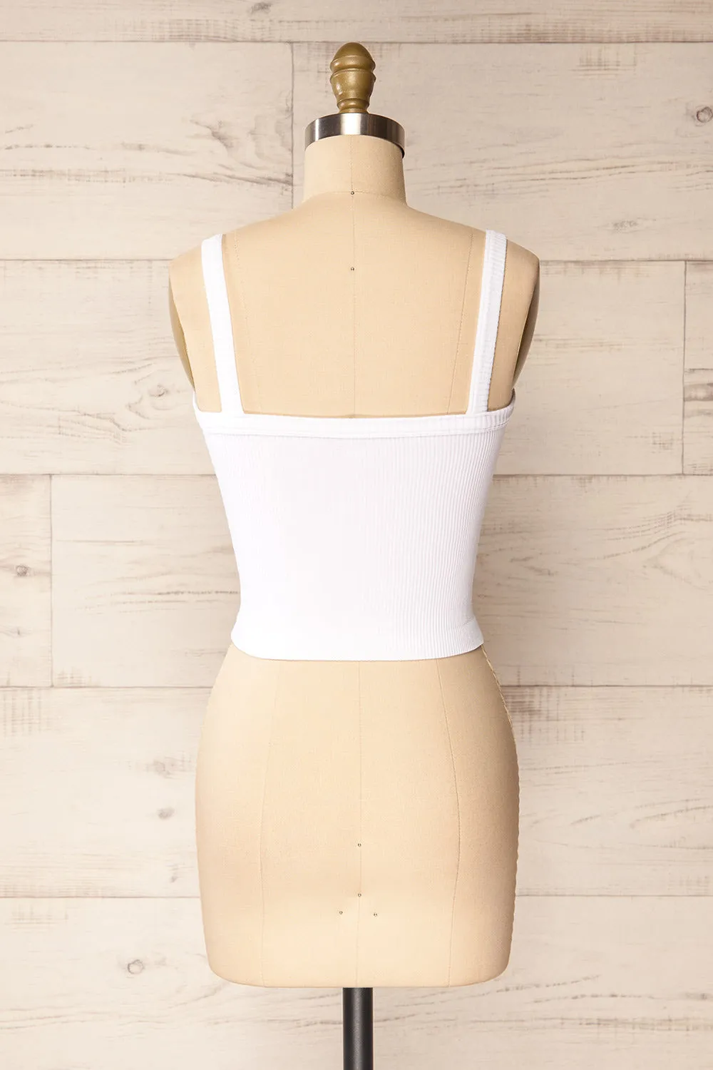 Bedarieu White | Cropped Ribbed Cami