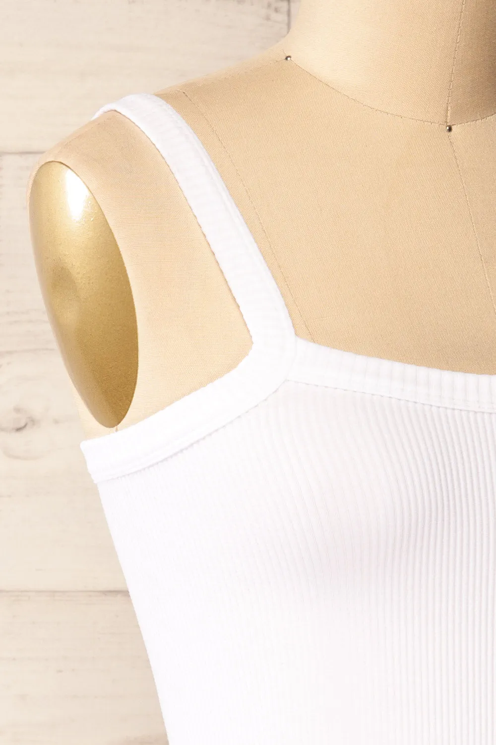 Bedarieu White | Cropped Ribbed Cami