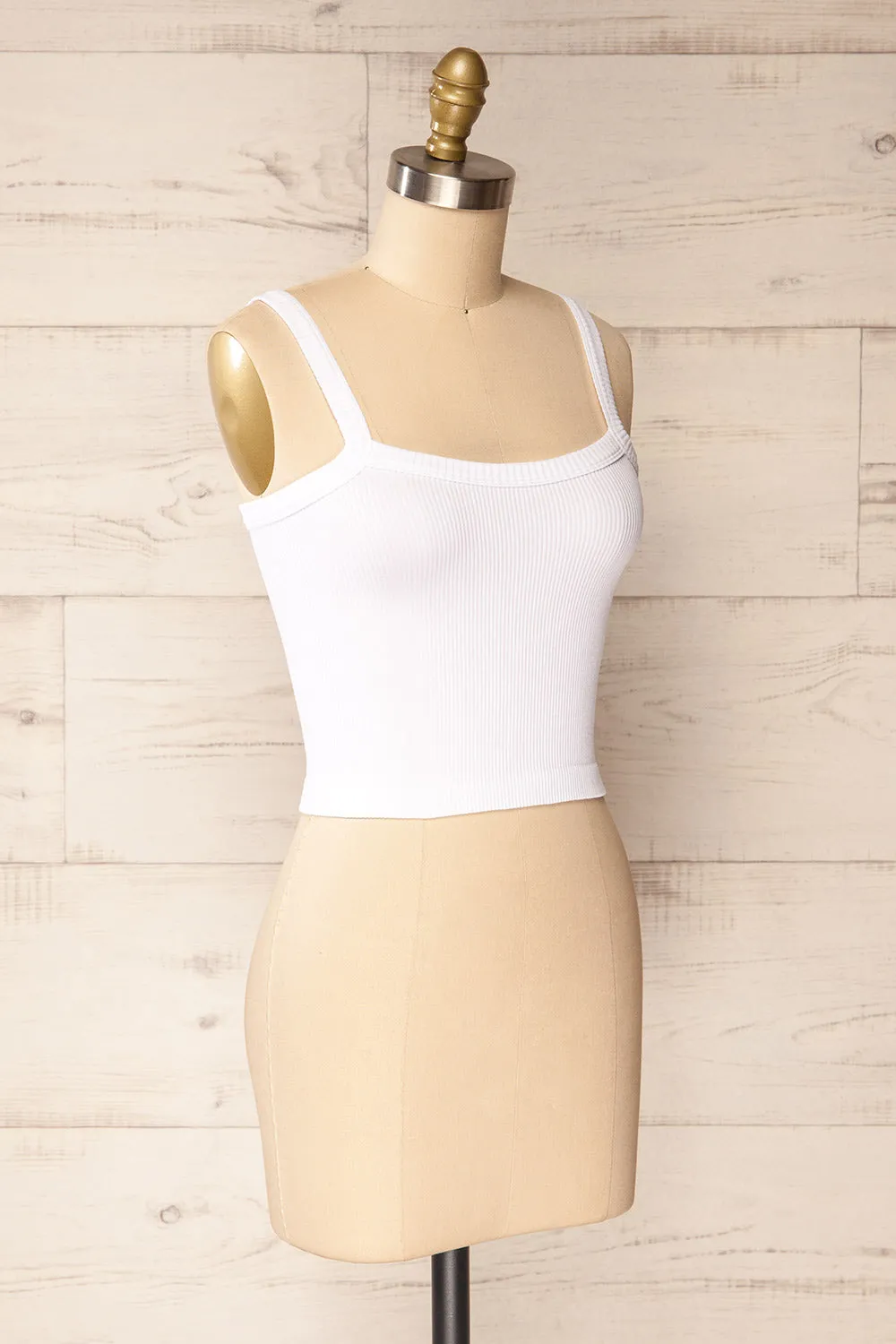 Bedarieu White | Cropped Ribbed Cami