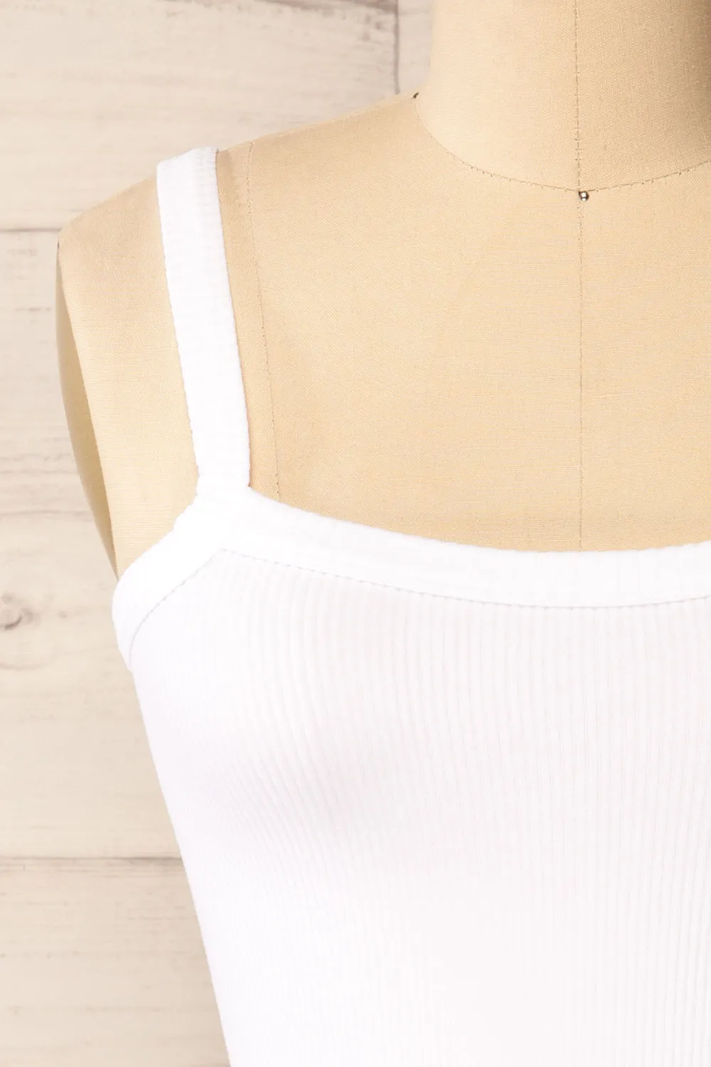 Bedarieu White | Cropped Ribbed Cami