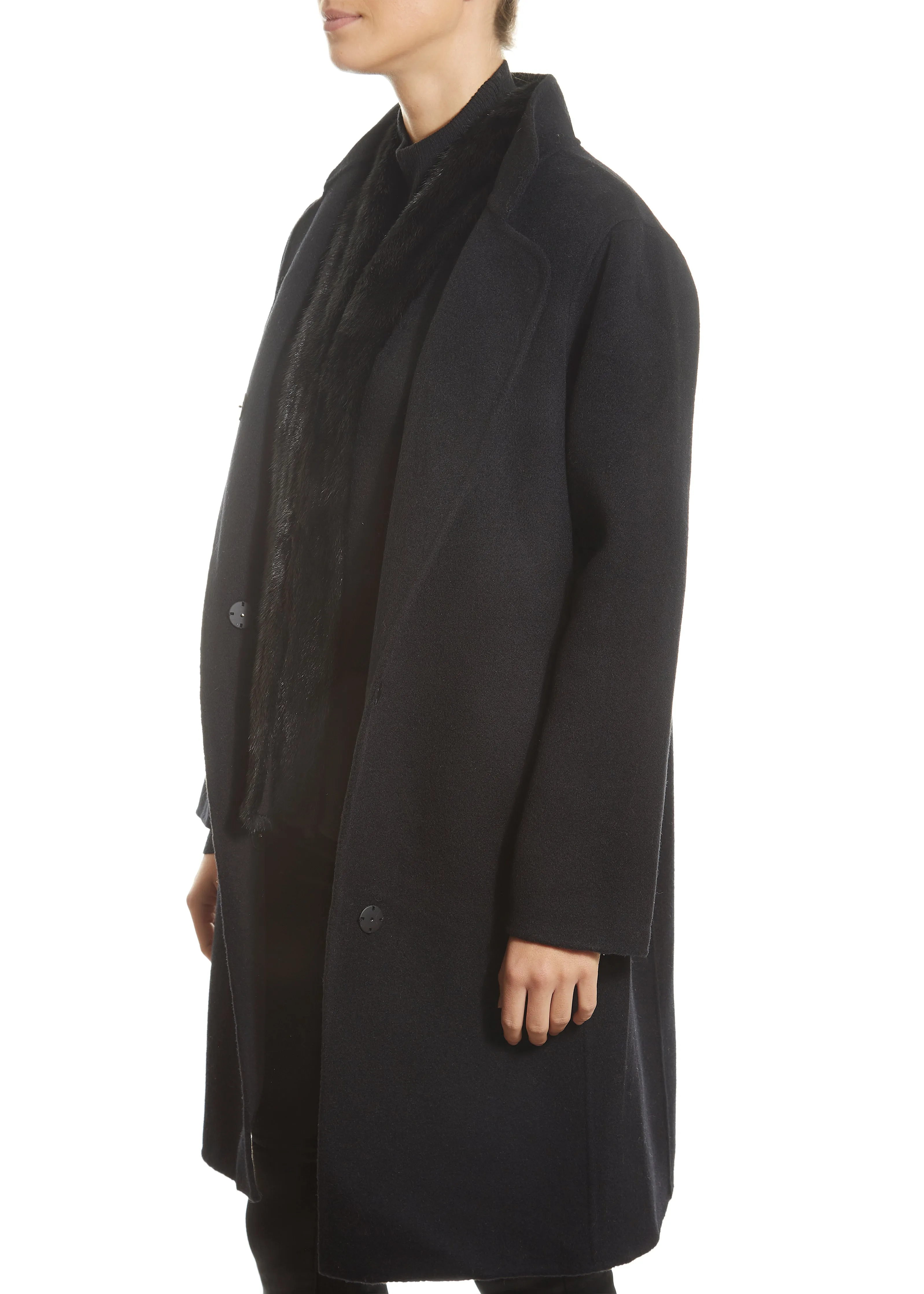 Black 2 Piece Gilet and Coat with Mink Trim