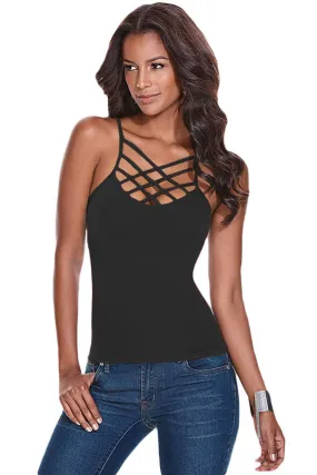 Black Crisscross Front Cami