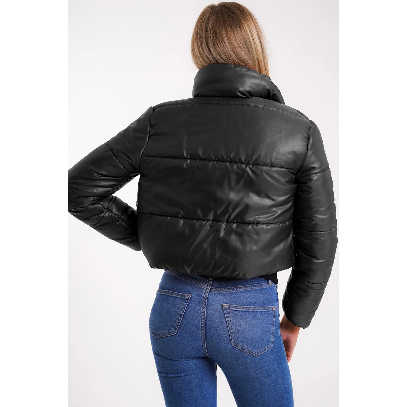 Black Cropped Puffer Jacket