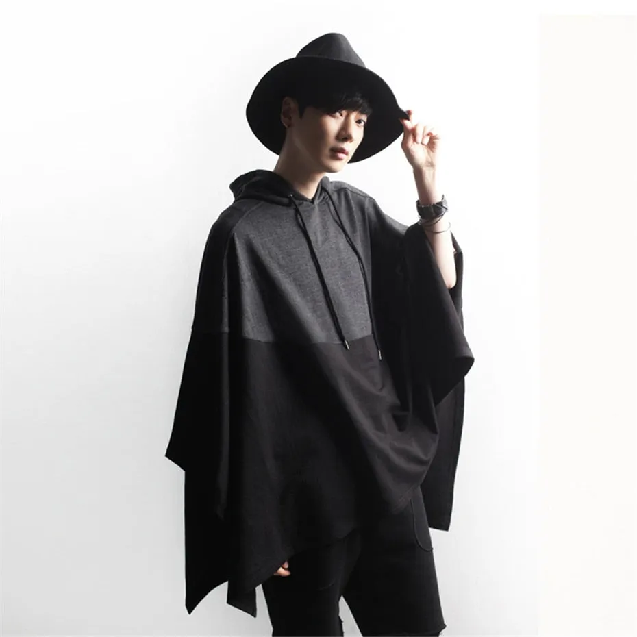 Black Hooded Wizard Coat Jacket Windbreaker Men Function Hoody Jacket Trench Punk Hip Hop Streetwear Techwear