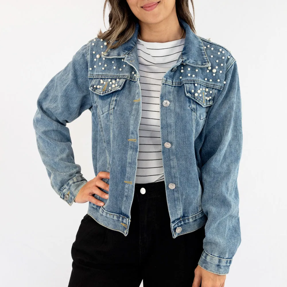 (Black Pearl) Until Death Do Us Part Bridal Shower Denim Jacket