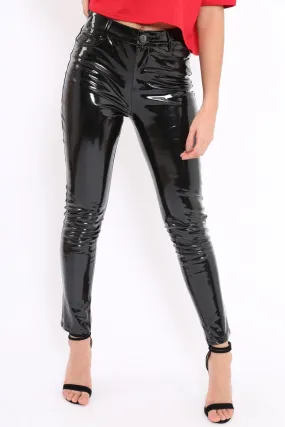 Black Vinyl Trousers - Abriella