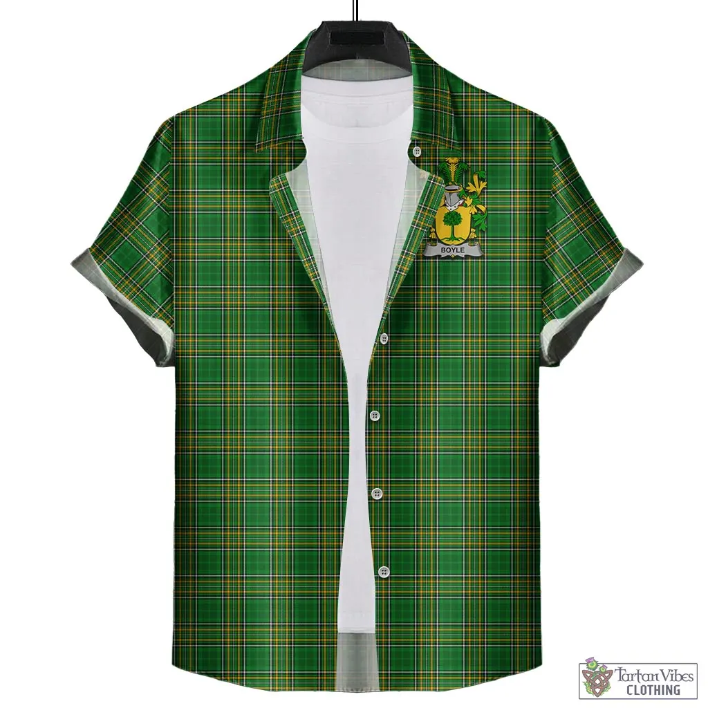 Boyle Irish Clan Tartan Short Sleeve Button Up with Coat of Arms