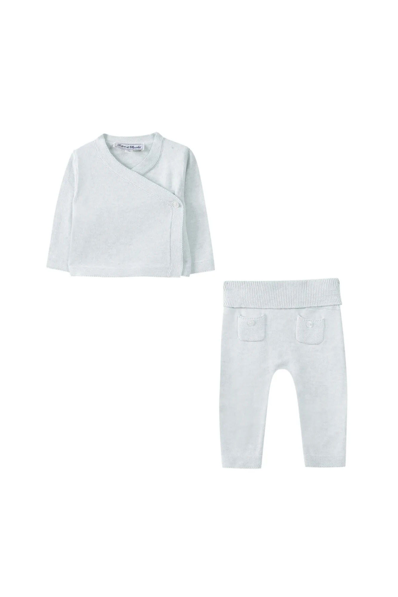 Boys Sky Blue Cotton Knit Two Piece