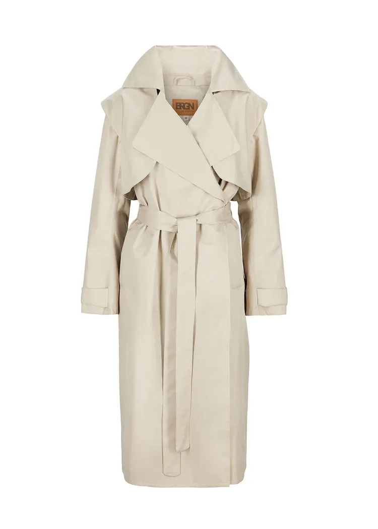 BRGN Regndrape Sand Trench Coat