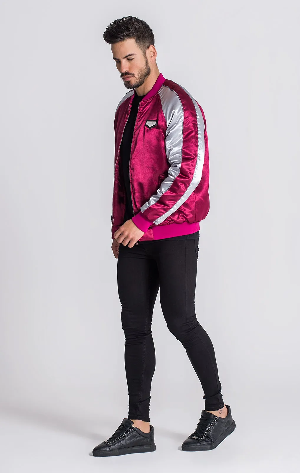 Burgundy Reverse Bomber Jacket