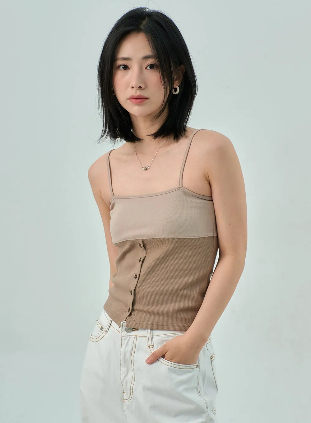 Button Thin Strap Top OY315