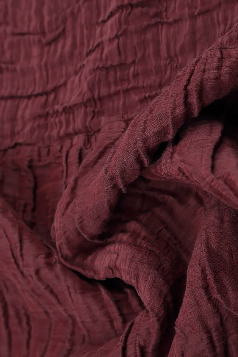 Buttons Crinkled Merlot Silk Jacket