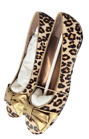 Cheetah gold bow ballet flats sz 9