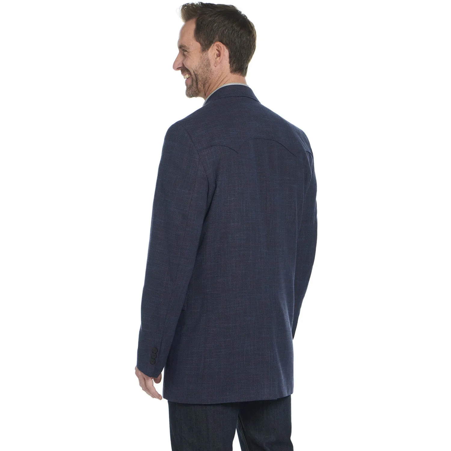 Circle S Mens Lubbock Heather Navy Poly/Rayon Two-Button Sport Coat