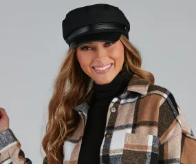 City Slicker Faux Leather Brim Cabby Hat