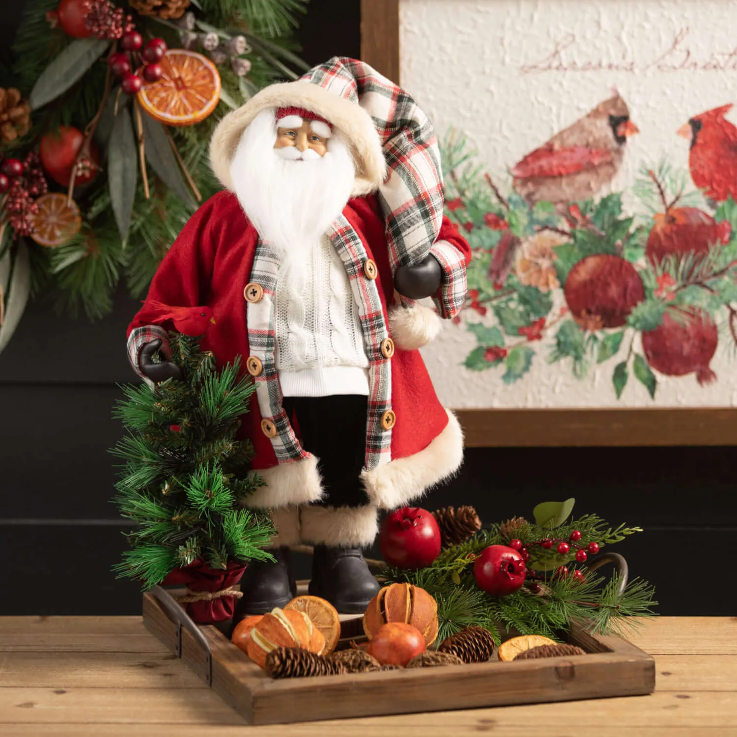 Classic Plaid Santa Figurine