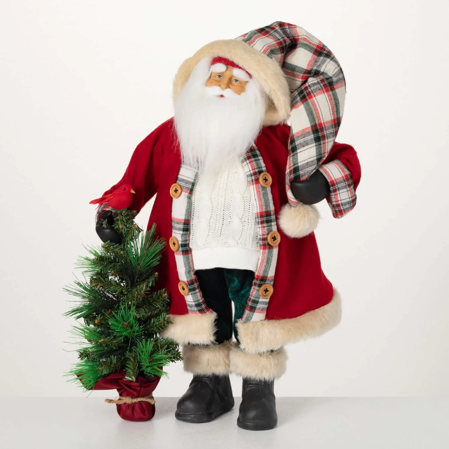 Classic Plaid Santa Figurine