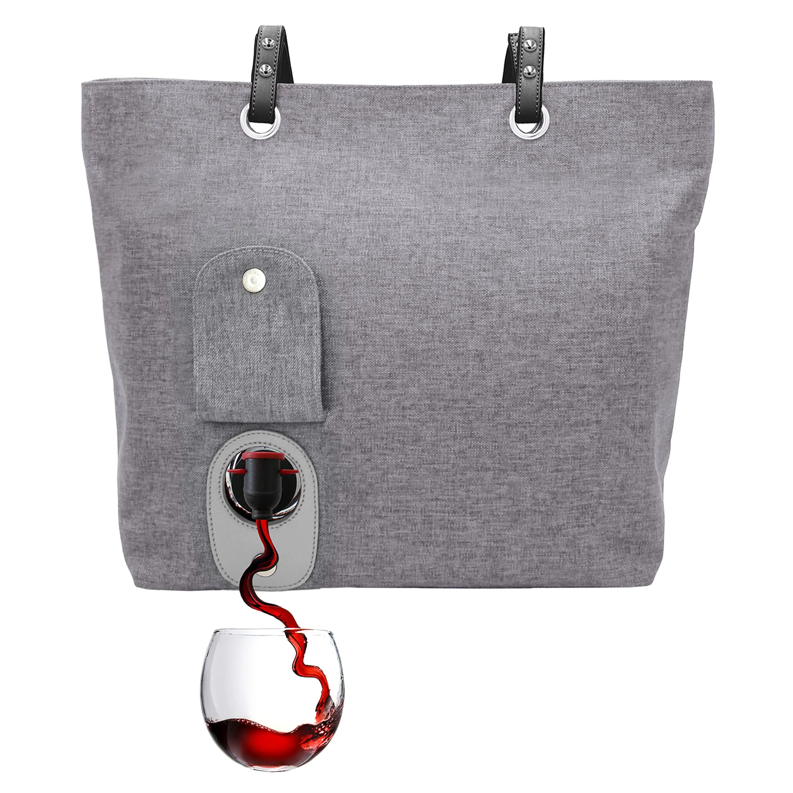 Classic Tote Bag Gift Bundle - Vegan Leather Wine Purse With Hidden Spout