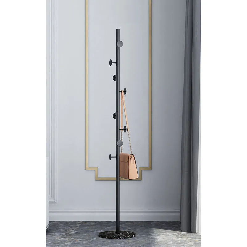 Coat Rack with Round Marble Base-Black