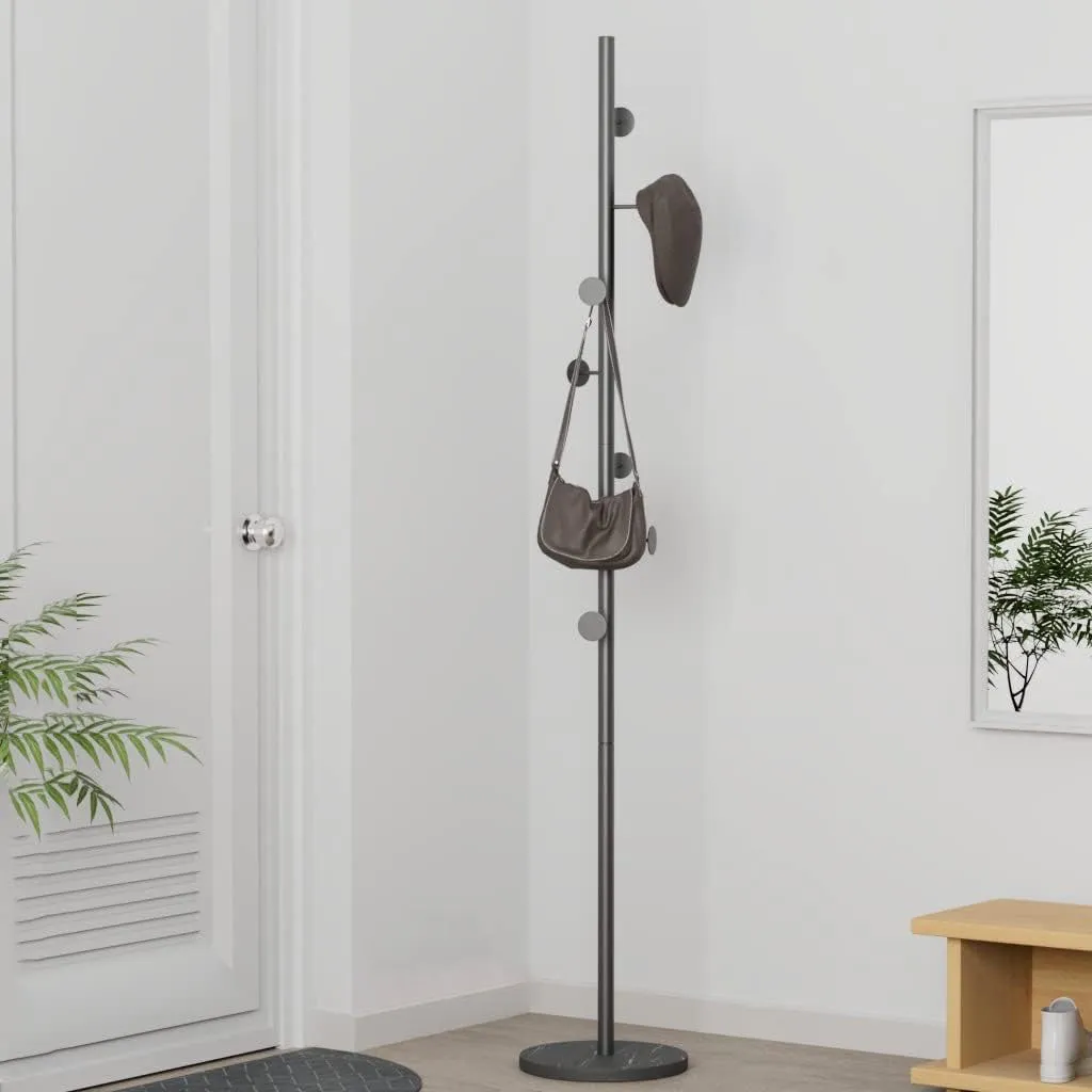 Coat Rack with Round Marble Base-Black