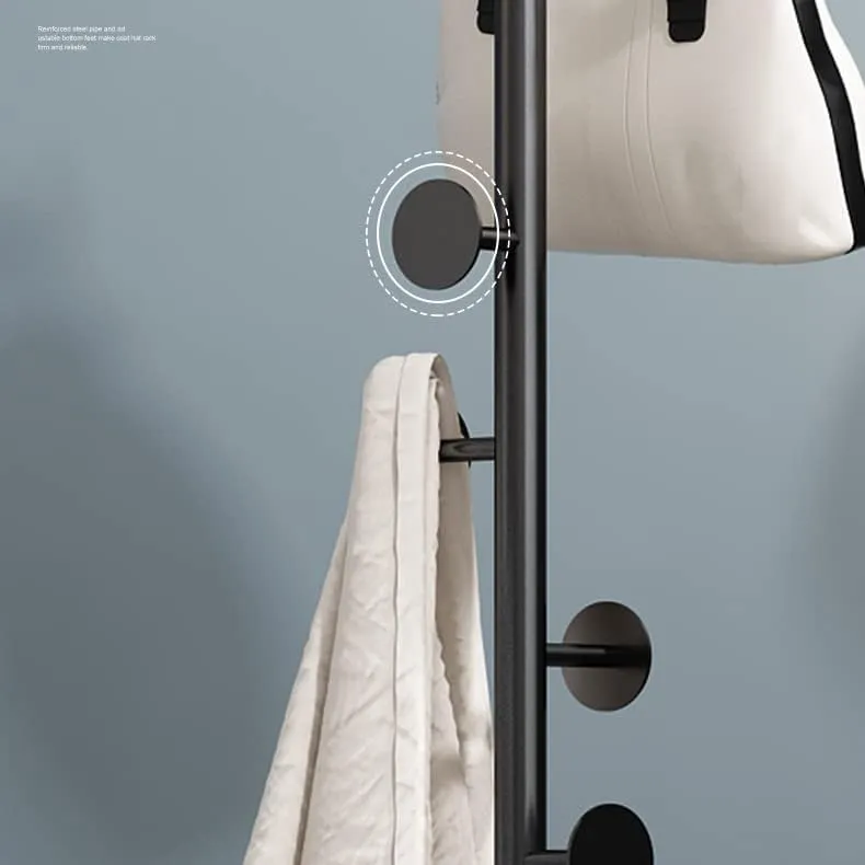 Coat Rack with Round Marble Base-Black