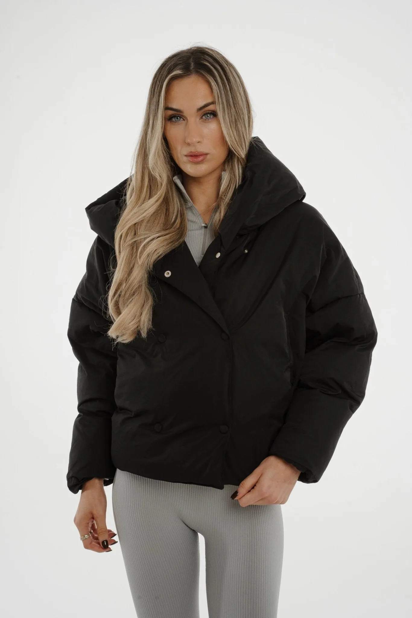 Cora Hooded Coat In Black