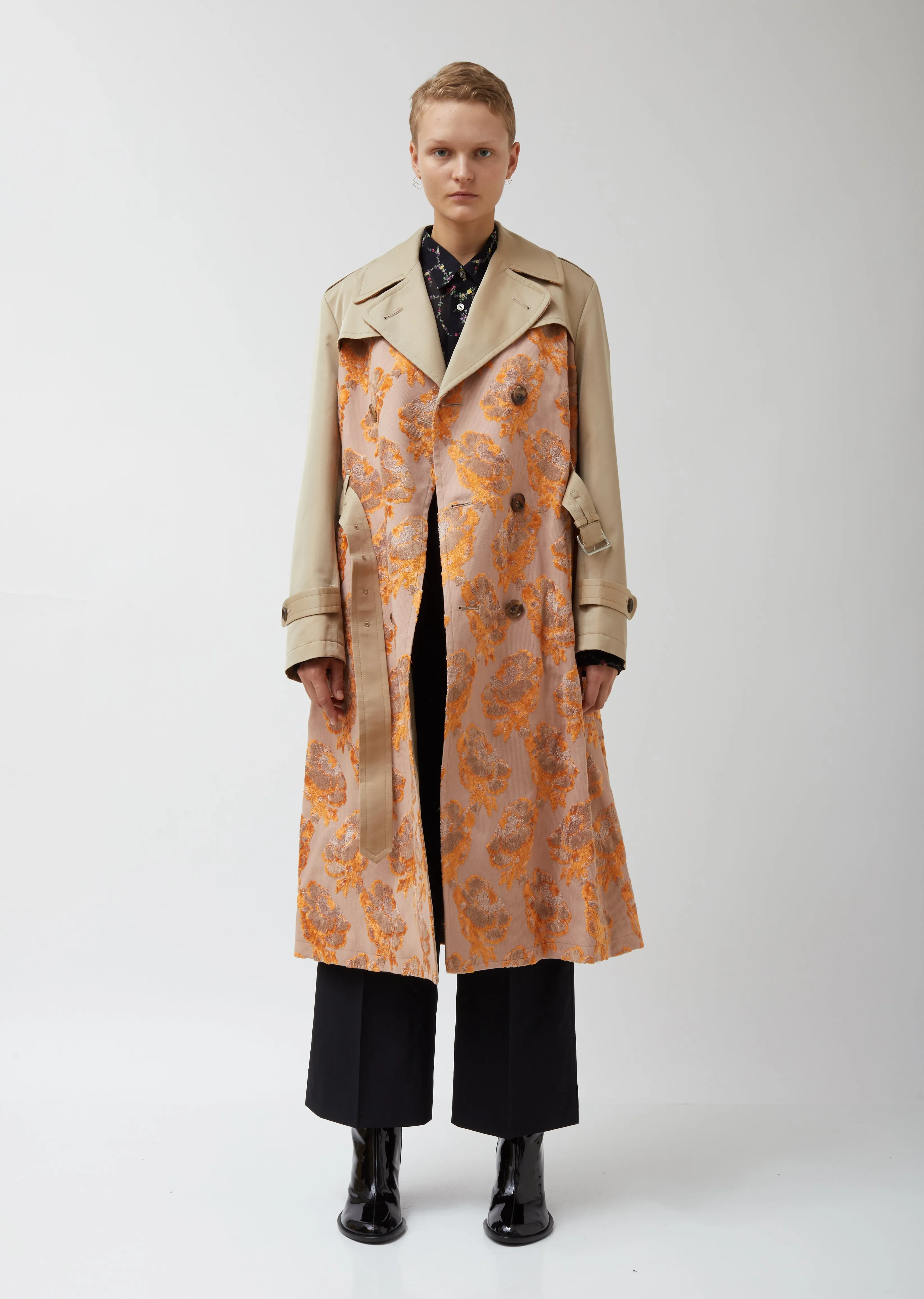 Cotton Polyester Gabardine x Pile Jacquard Coat